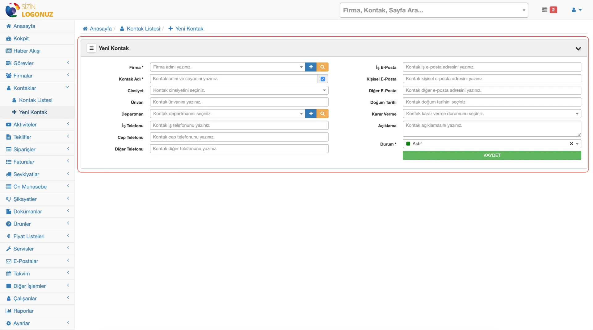screenshot of Formeras CRM